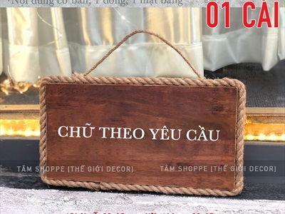 Bảng welcome treo cửa nâu đen rustic viền dây thừng [Có cắt chữ theo yêu cầu] BTC-WEL-01